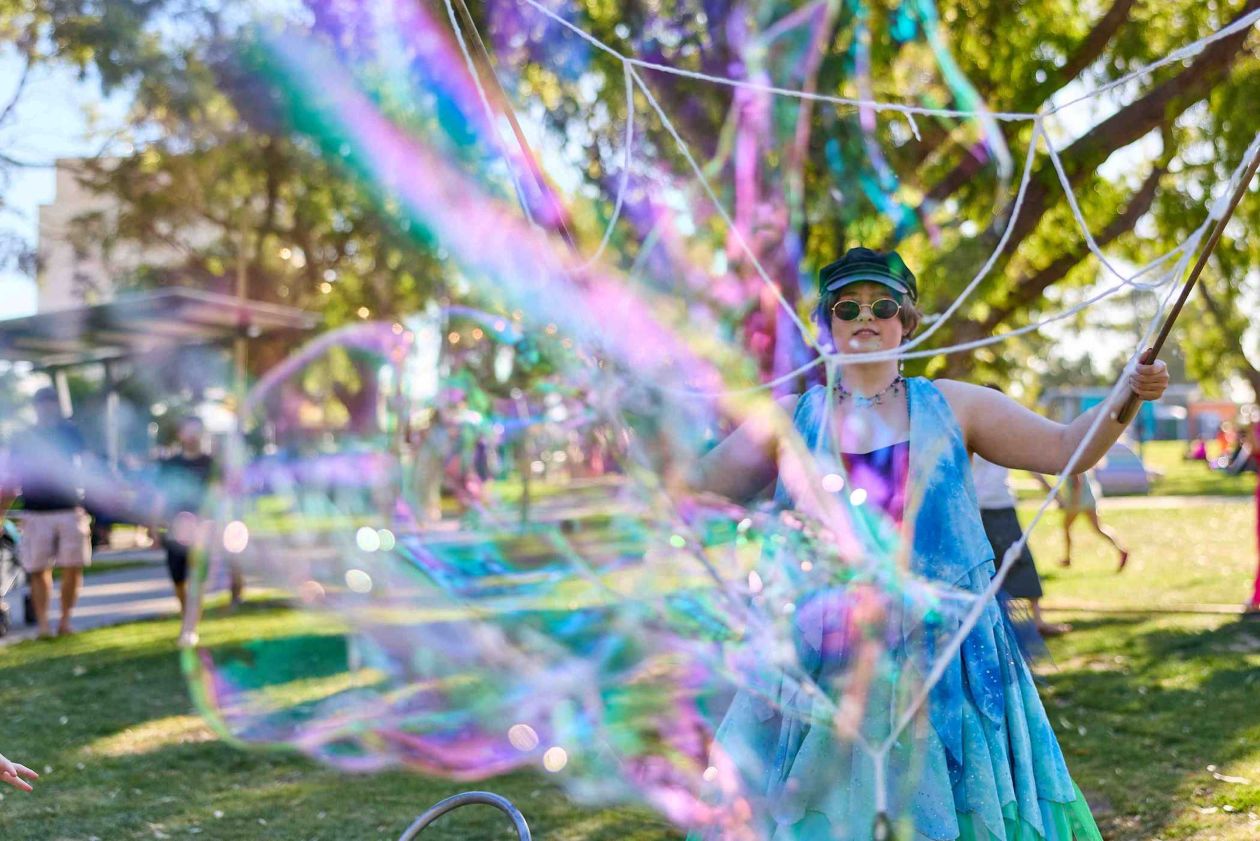 Bubble performer at New Years Eve 2025